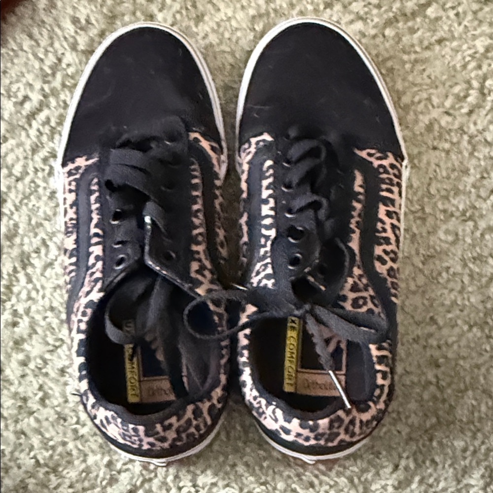 Vans Black and Pink Leopard Women's Sneakers